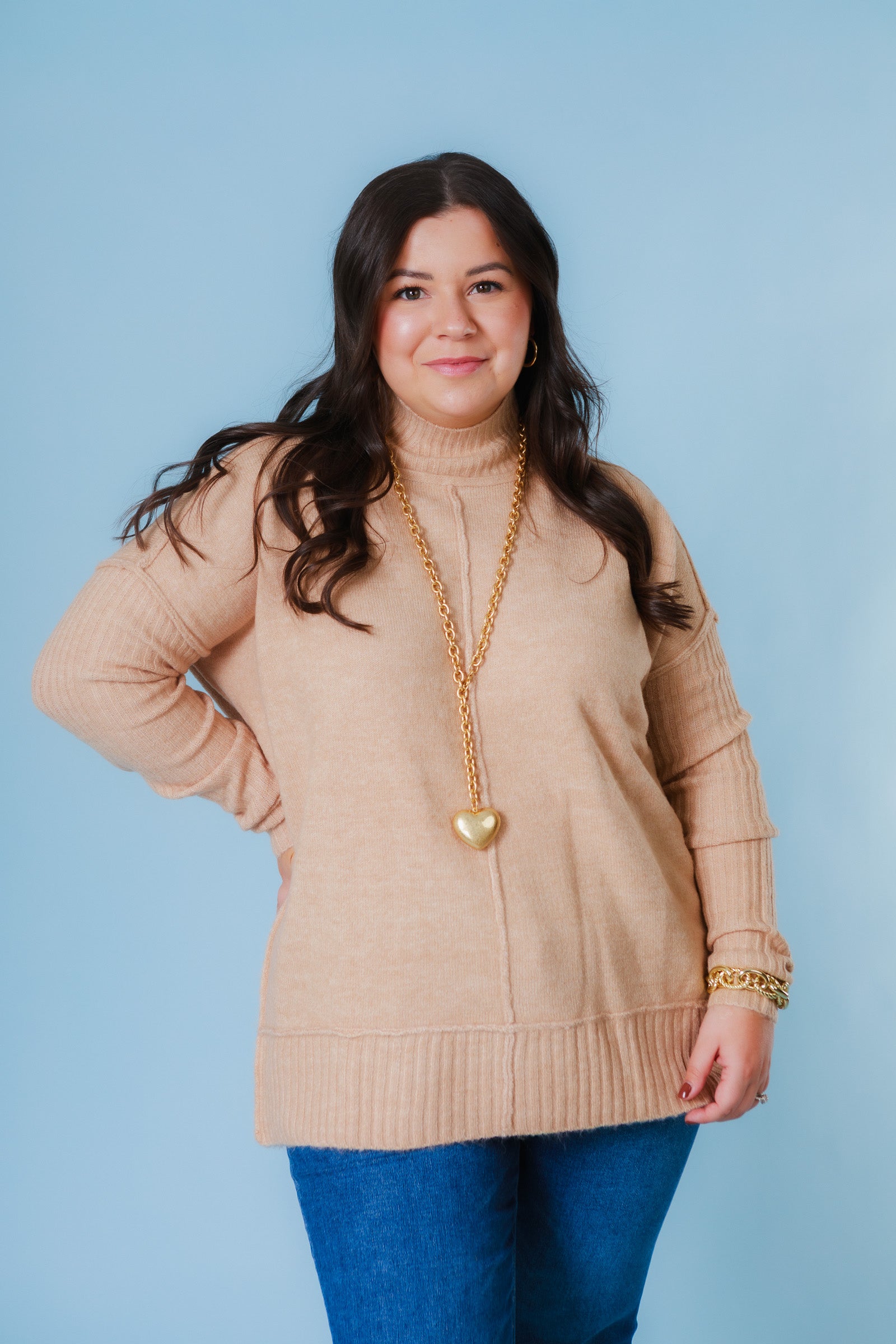 Soft Knit Ribbed Hem Sweater