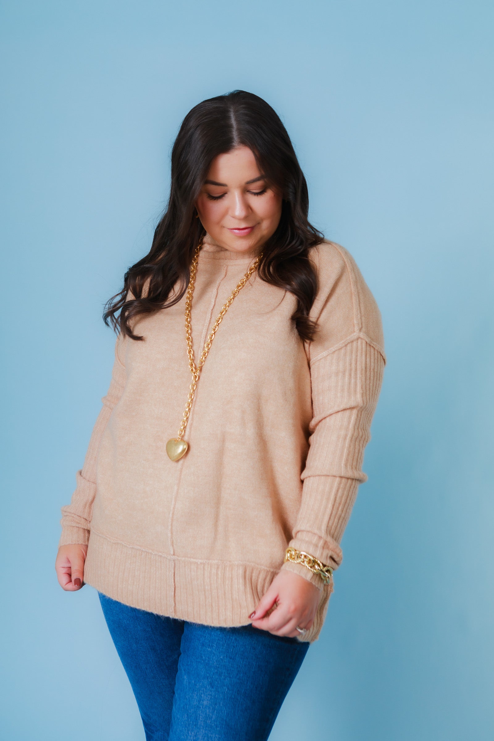 Soft Knit Ribbed Hem Sweater