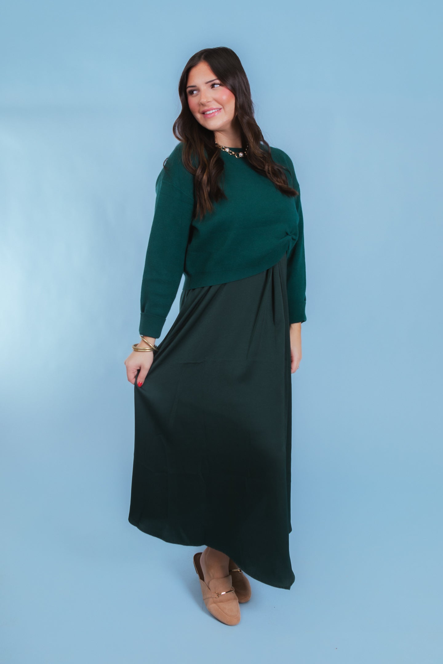 Effortless Elegance Green Two-Piece Midi Set