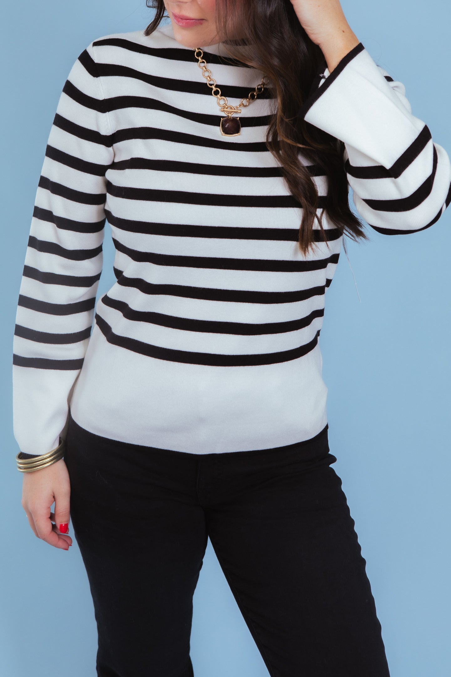 Tribal | Lightweight Mock Neck Striped Sweater