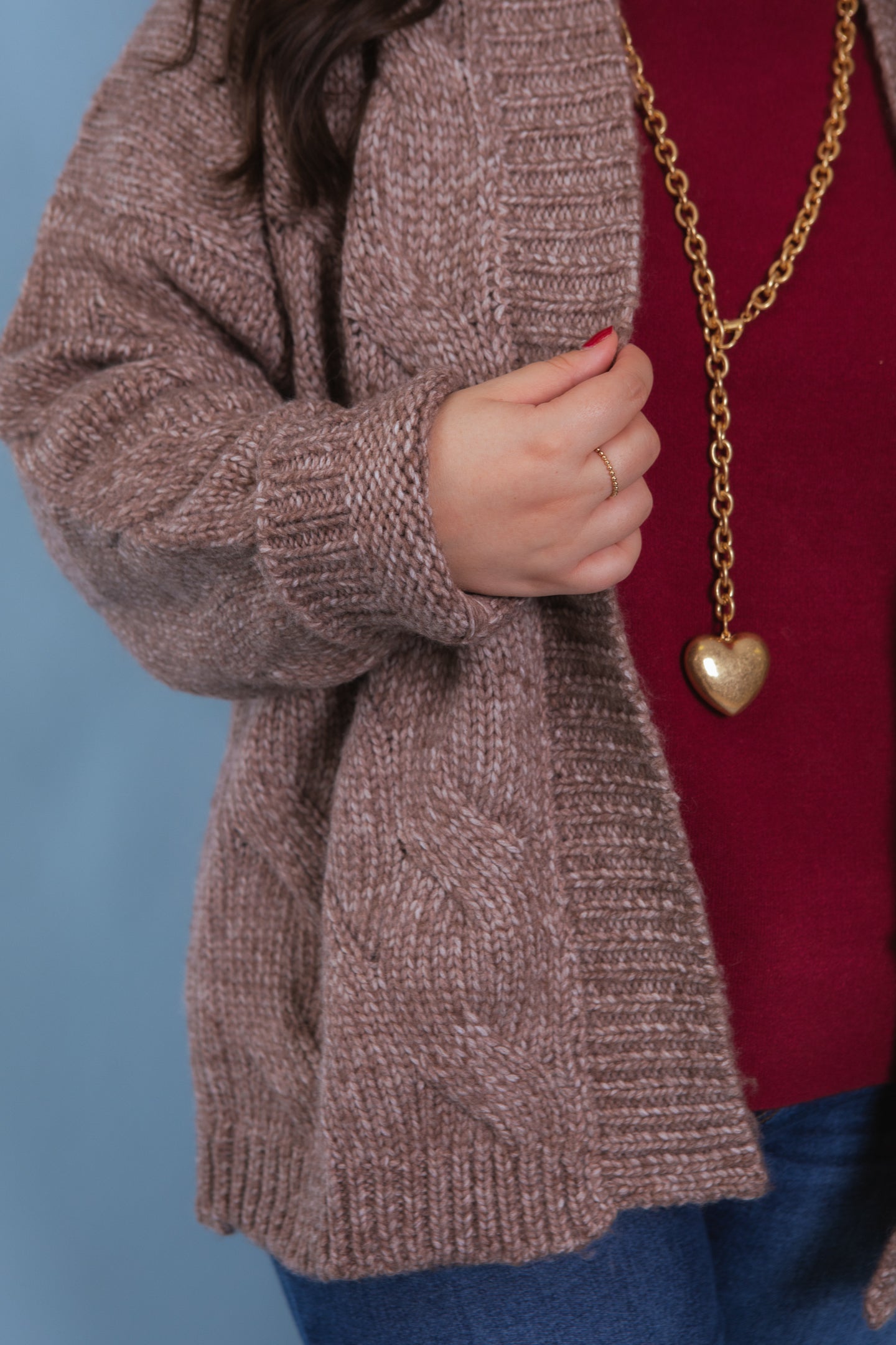 Chunky Cable Knit Open Front Cardigan