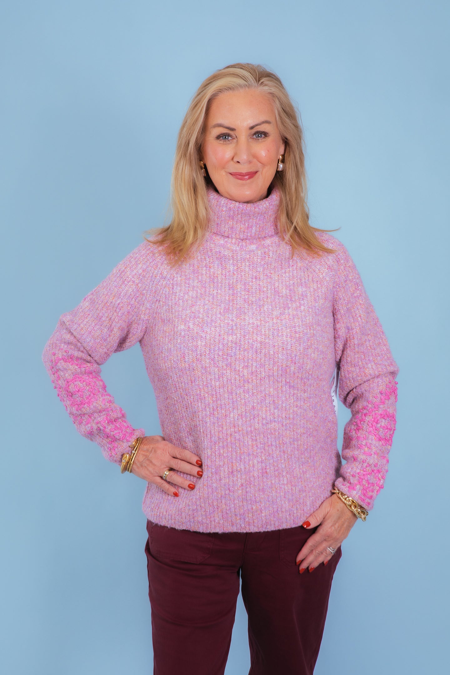 Tribal | Embroidered Long-Sleeve Turtle Neck Sweater