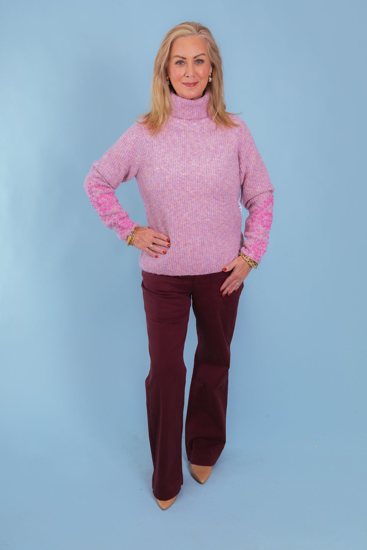 Tribal | Embroidered Long-Sleeve Turtle Neck Sweater