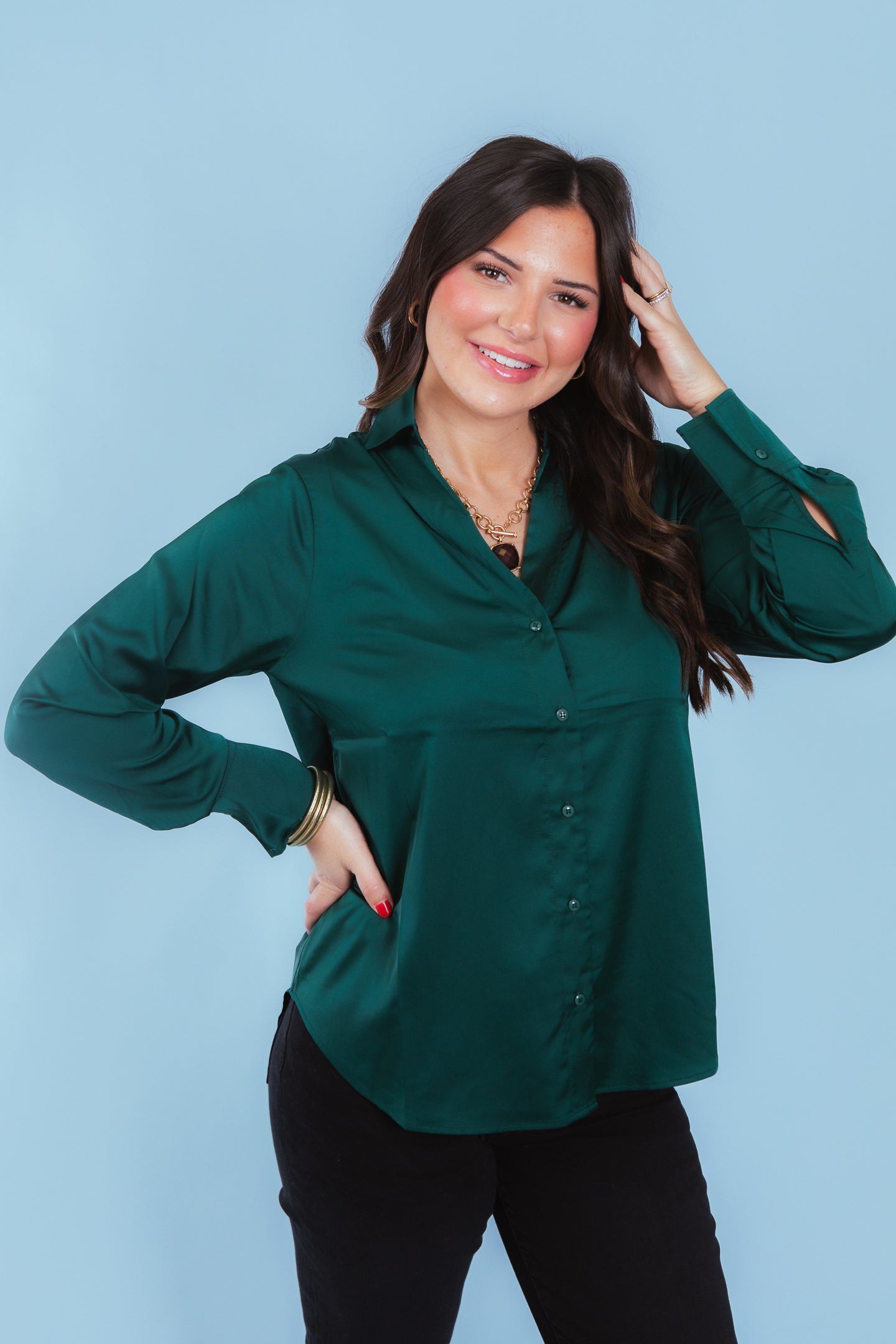 The Satin Button Up Top