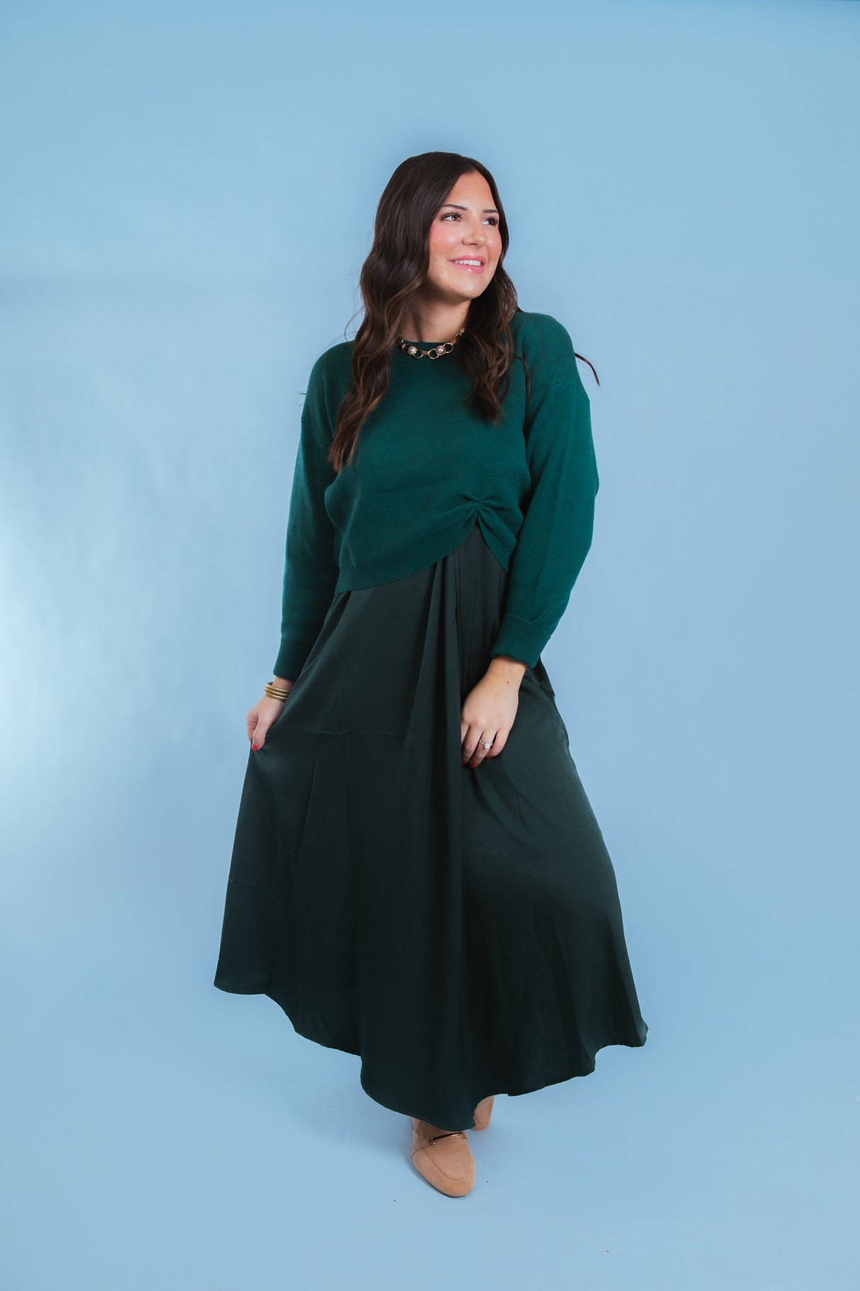 Effortless Elegance Green Two-Piece Midi Set