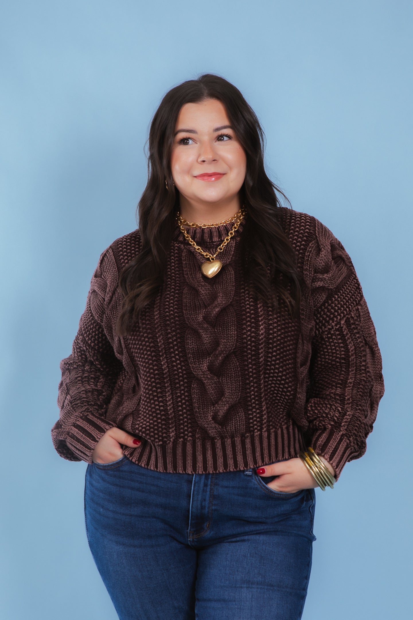 Rustic Charm Cable Knit Sweater