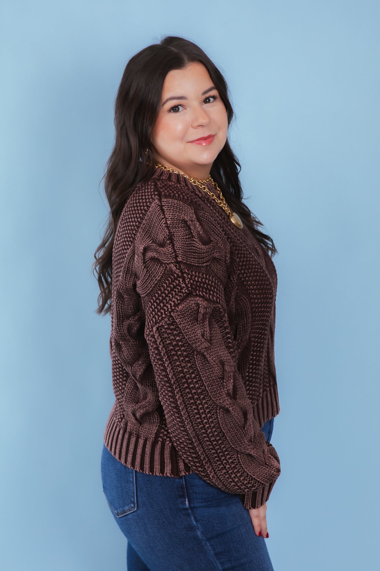 Rustic Charm Cable Knit Sweater