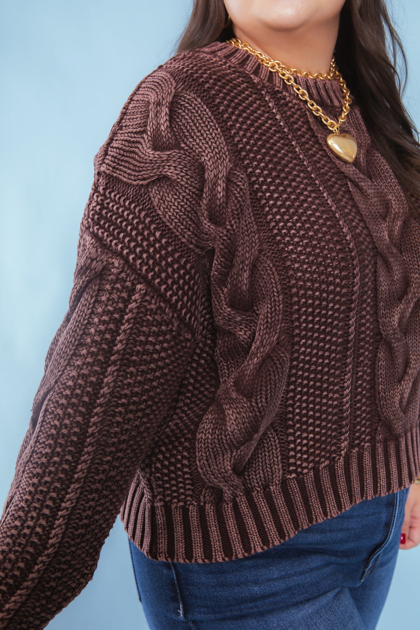Rustic Charm Cable Knit Sweater