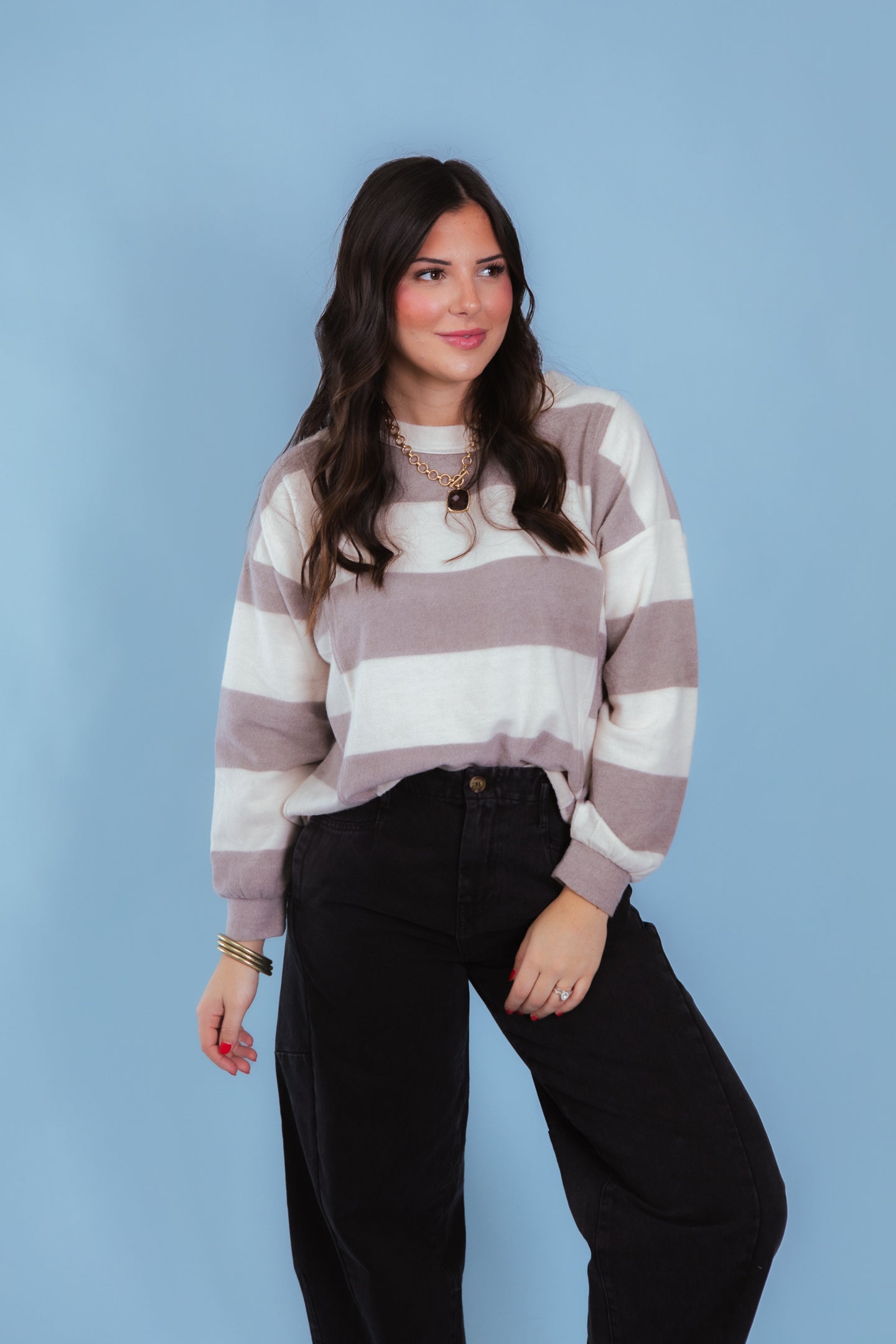 Weekend Vibes Acid Wash Stripe Knit Top