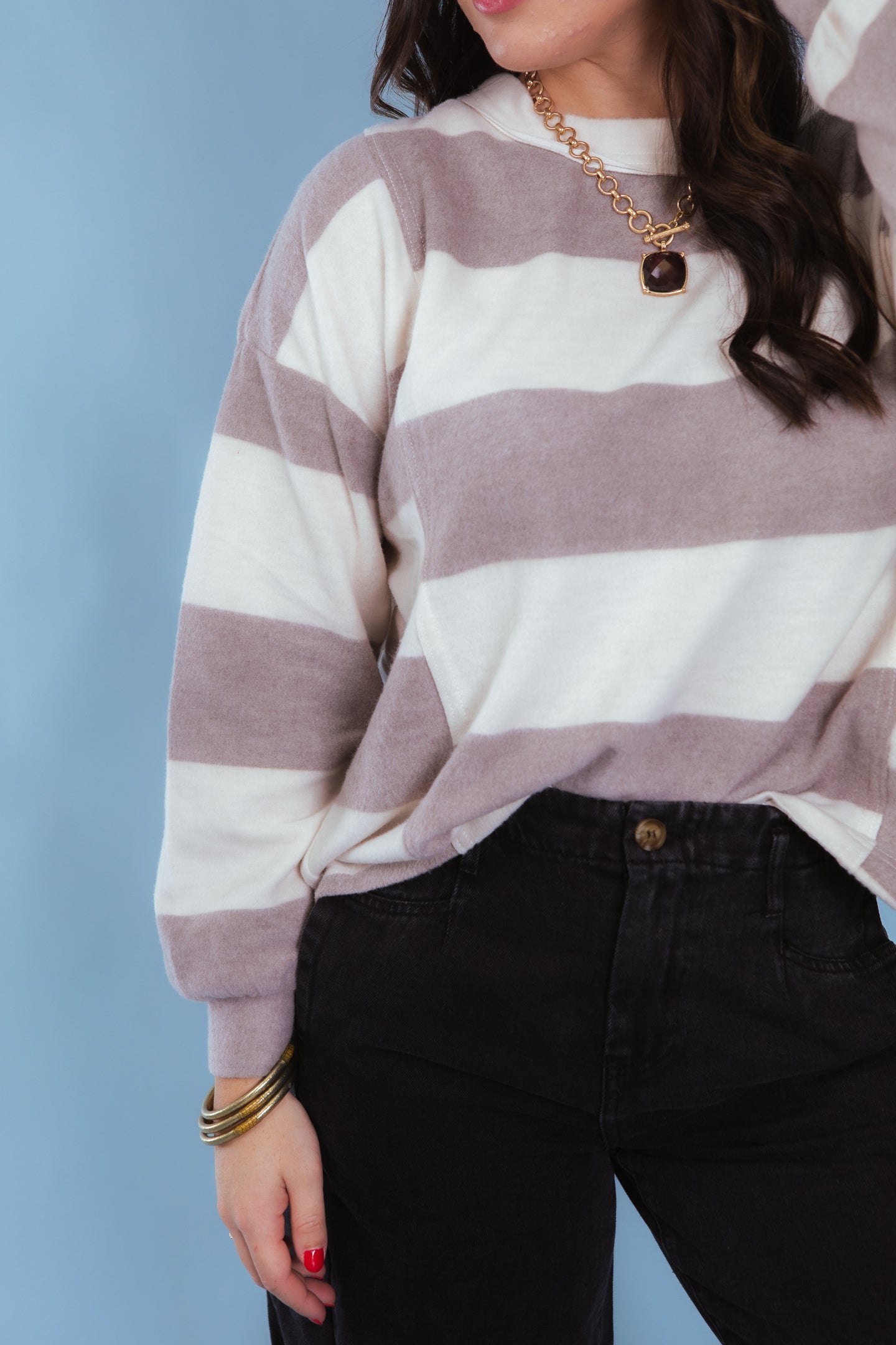 Weekend Vibes Acid Wash Stripe Knit Top