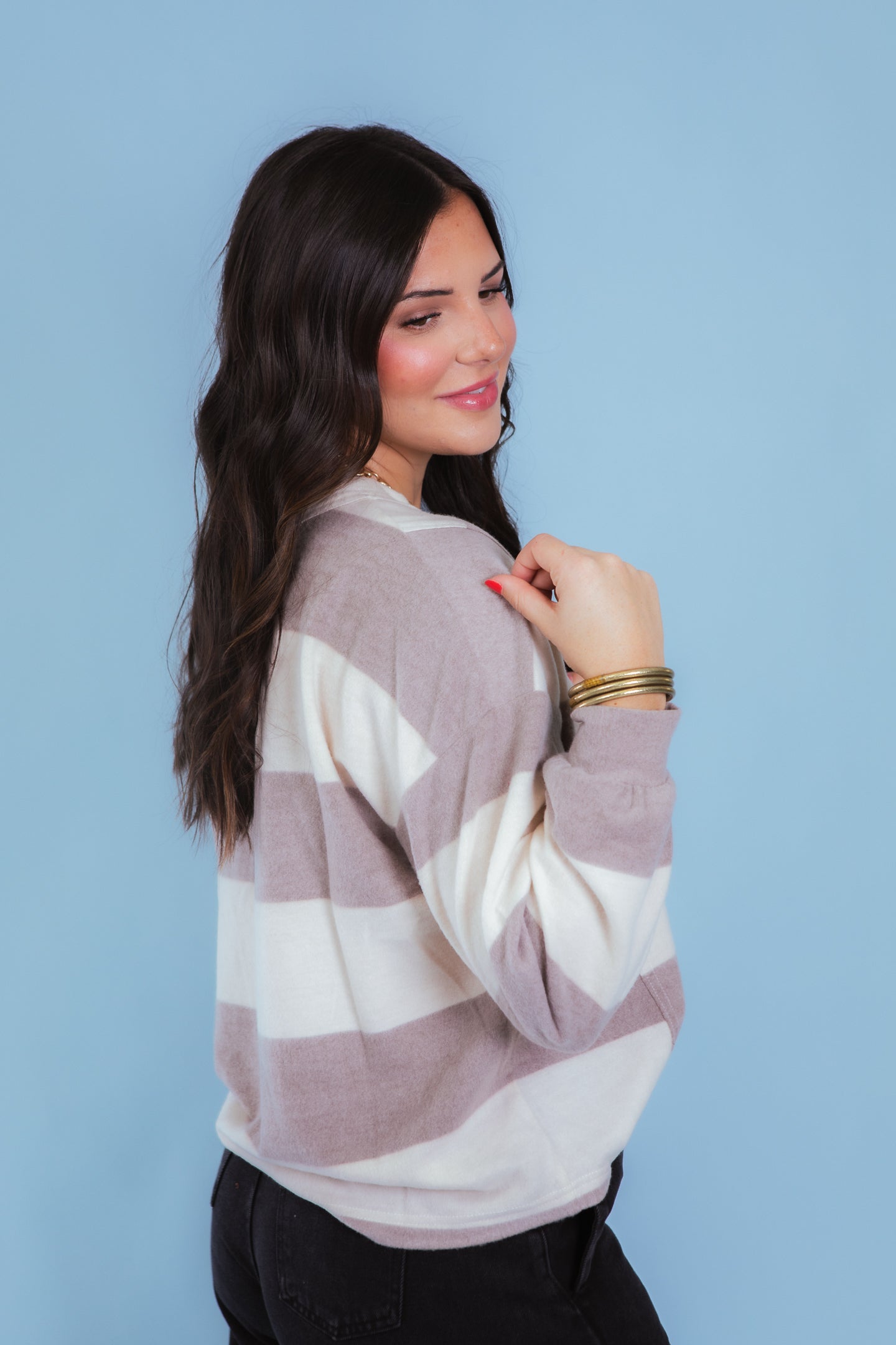 Weekend Vibes Acid Wash Stripe Knit Top