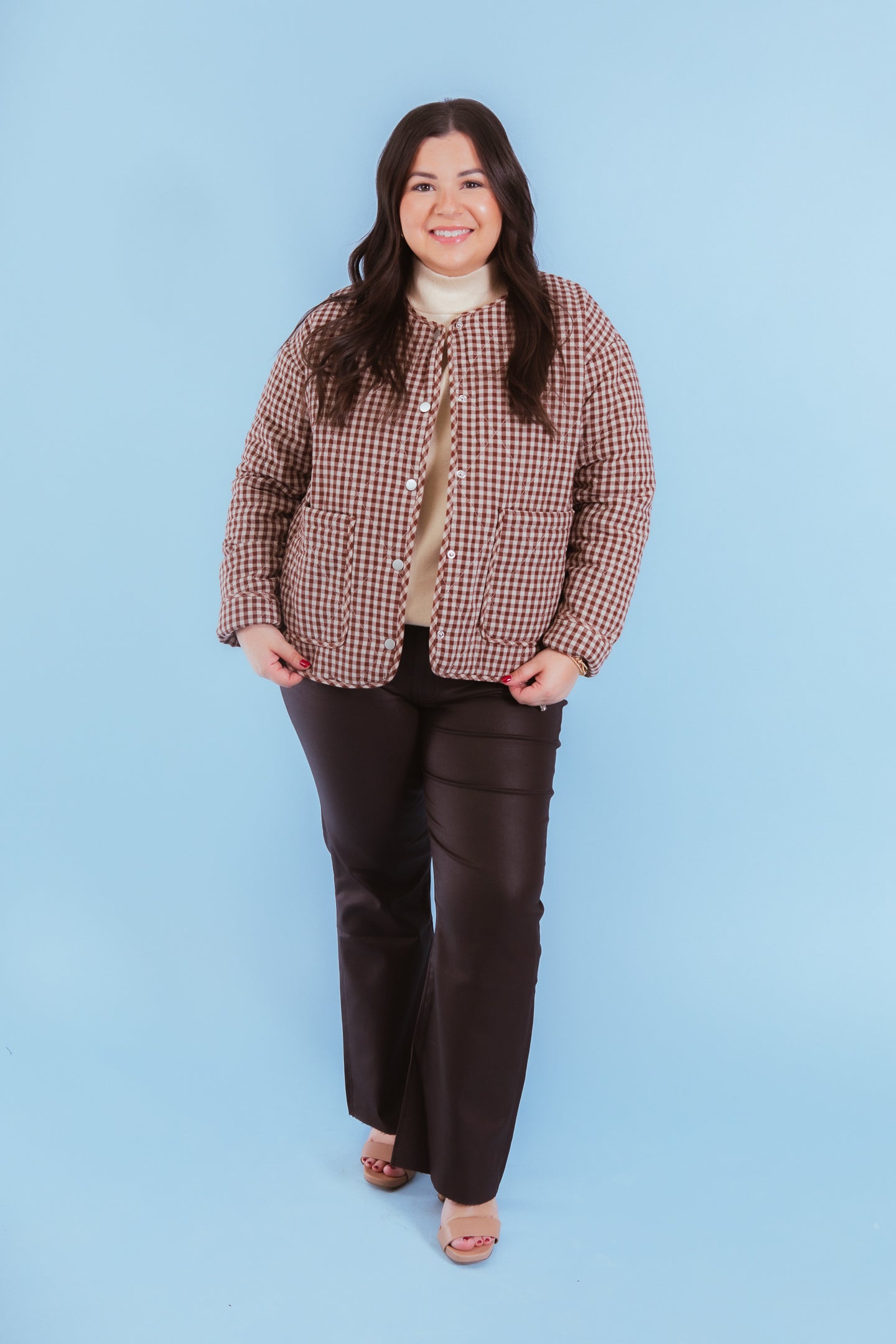 Cozy Charm Gingham Quilted Jacket