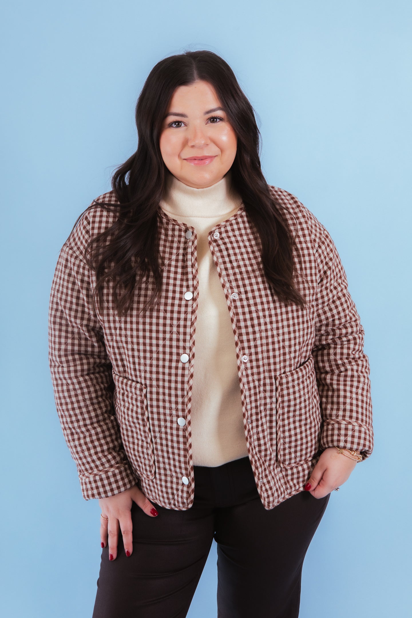 Cozy Charm Gingham Quilted Jacket