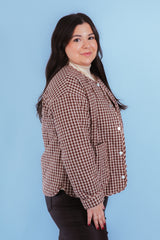 Cozy Charm Gingham Quilted Jacket