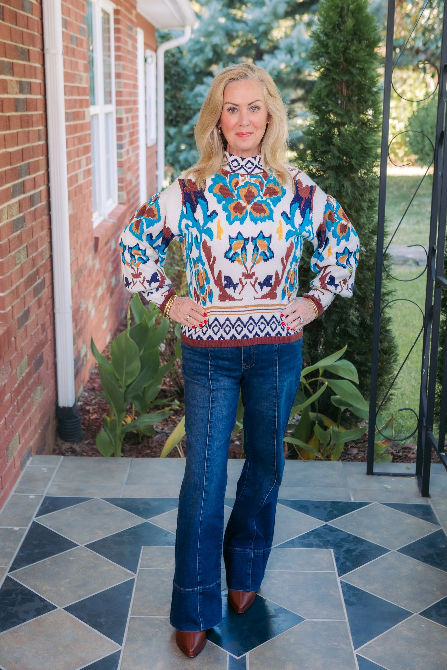 Boho Bloom Abstract Sweater