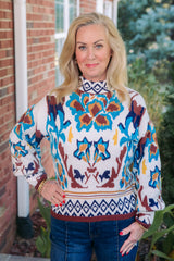 Boho Bloom Abstract Sweater