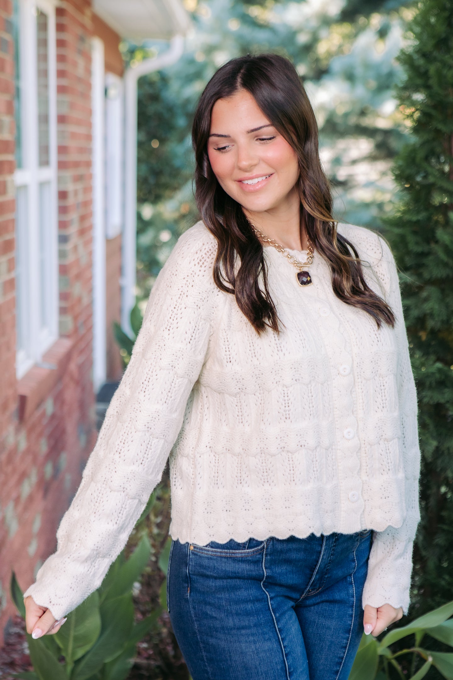 Regina Cardigan with Scalloped Trim