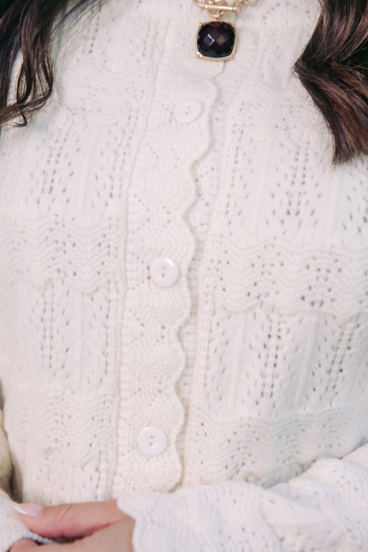 Regina Cardigan with Scalloped Trim