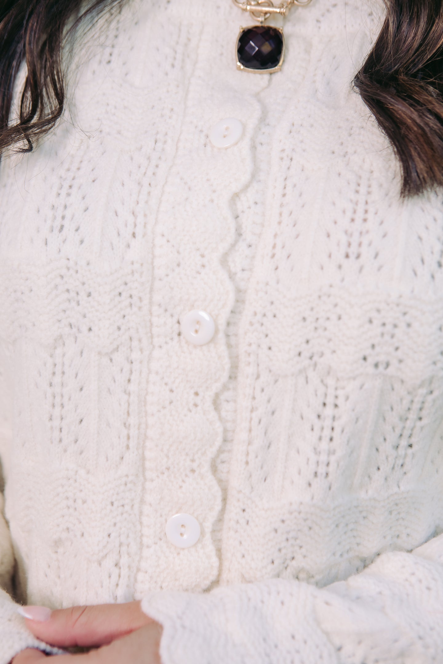 Regina Cardigan with Scalloped Trim