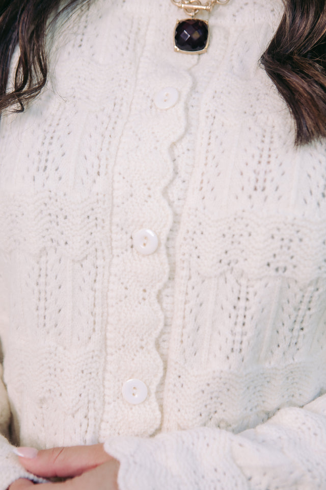Regina Cardigan with Scalloped Trim