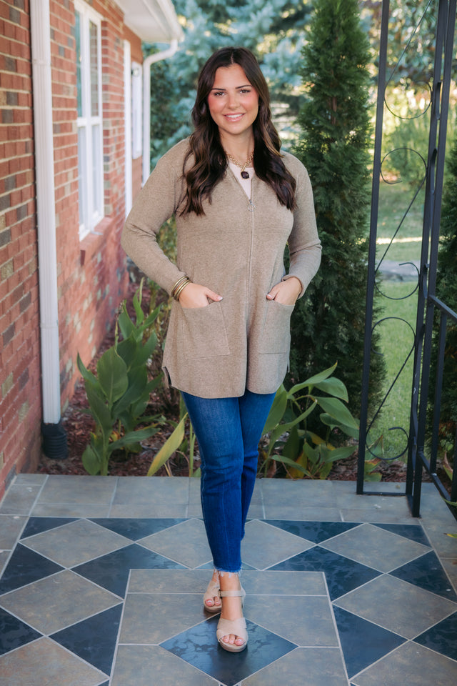 Heavenly-Luxe Zip Front Hooded Cardigan with Pockets
