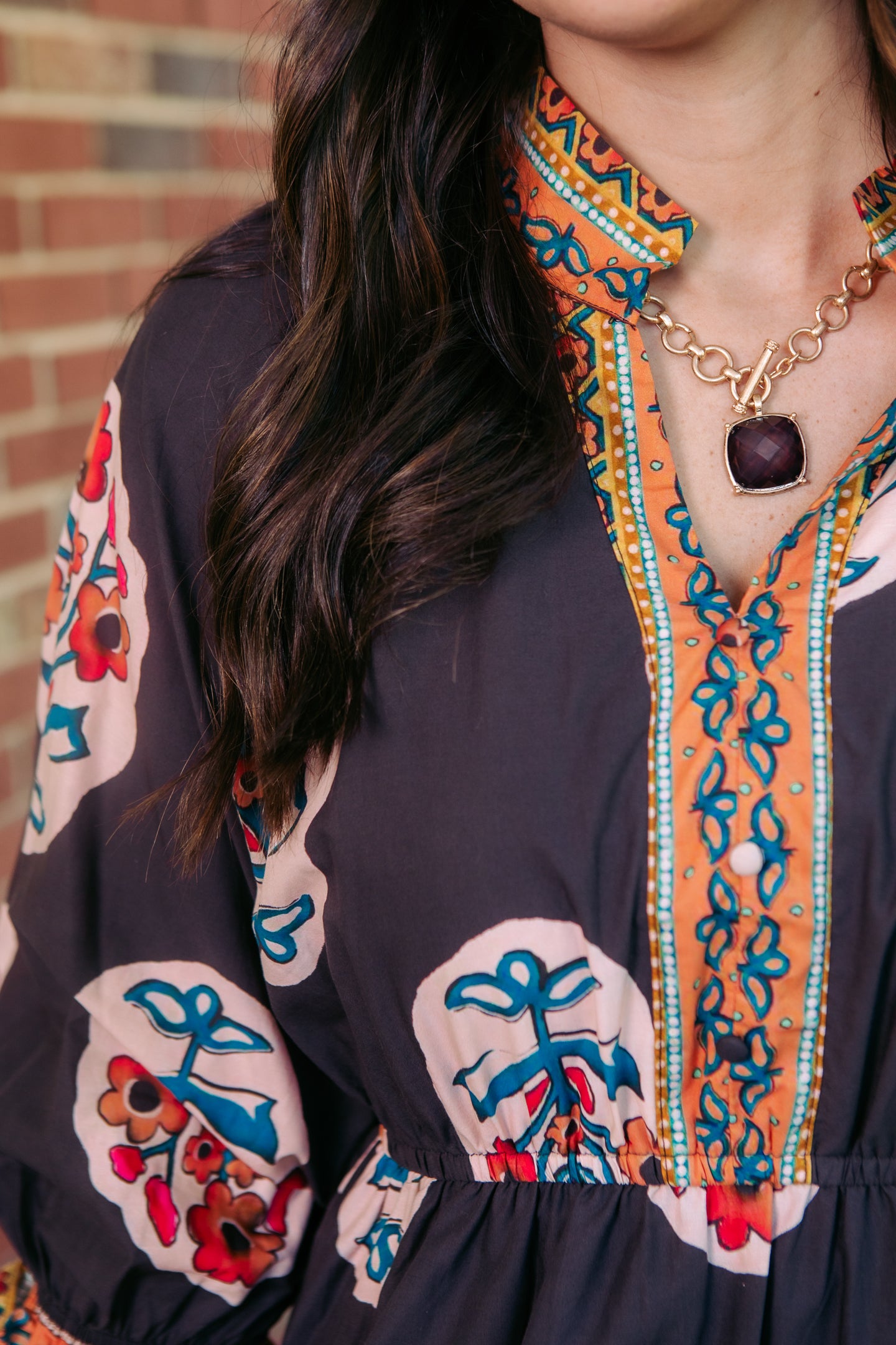 Floral Border Print Tiered Maxi Dress