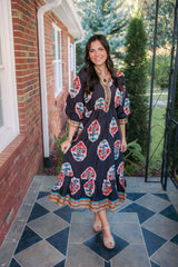 Floral Border Print Tiered Maxi Dress