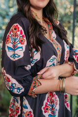 Floral Border Print Tiered Maxi Dress