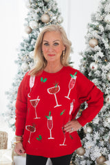 Mudpie | Red Holiday Sparkle Sweatshirt
