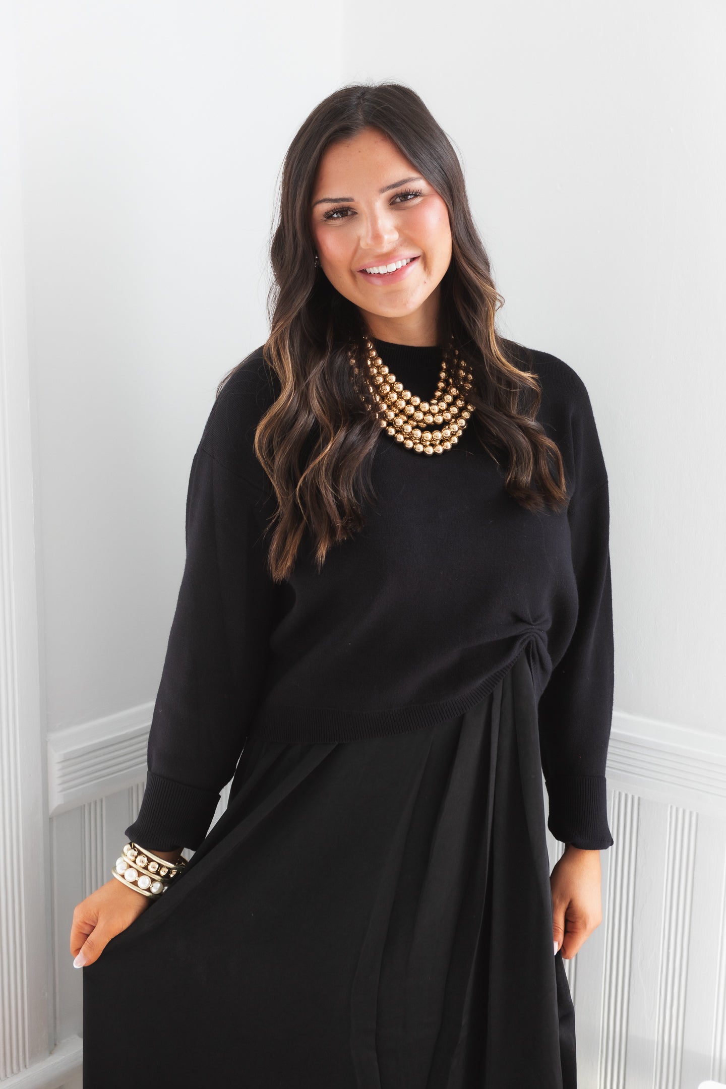 Effortless Elegance Black Two-Piece Midi Set