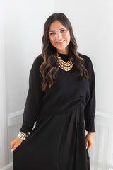 Effortless Elegance Black Two-Piece Midi Set