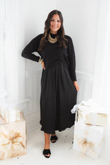 Effortless Elegance Black Two-Piece Midi Set
