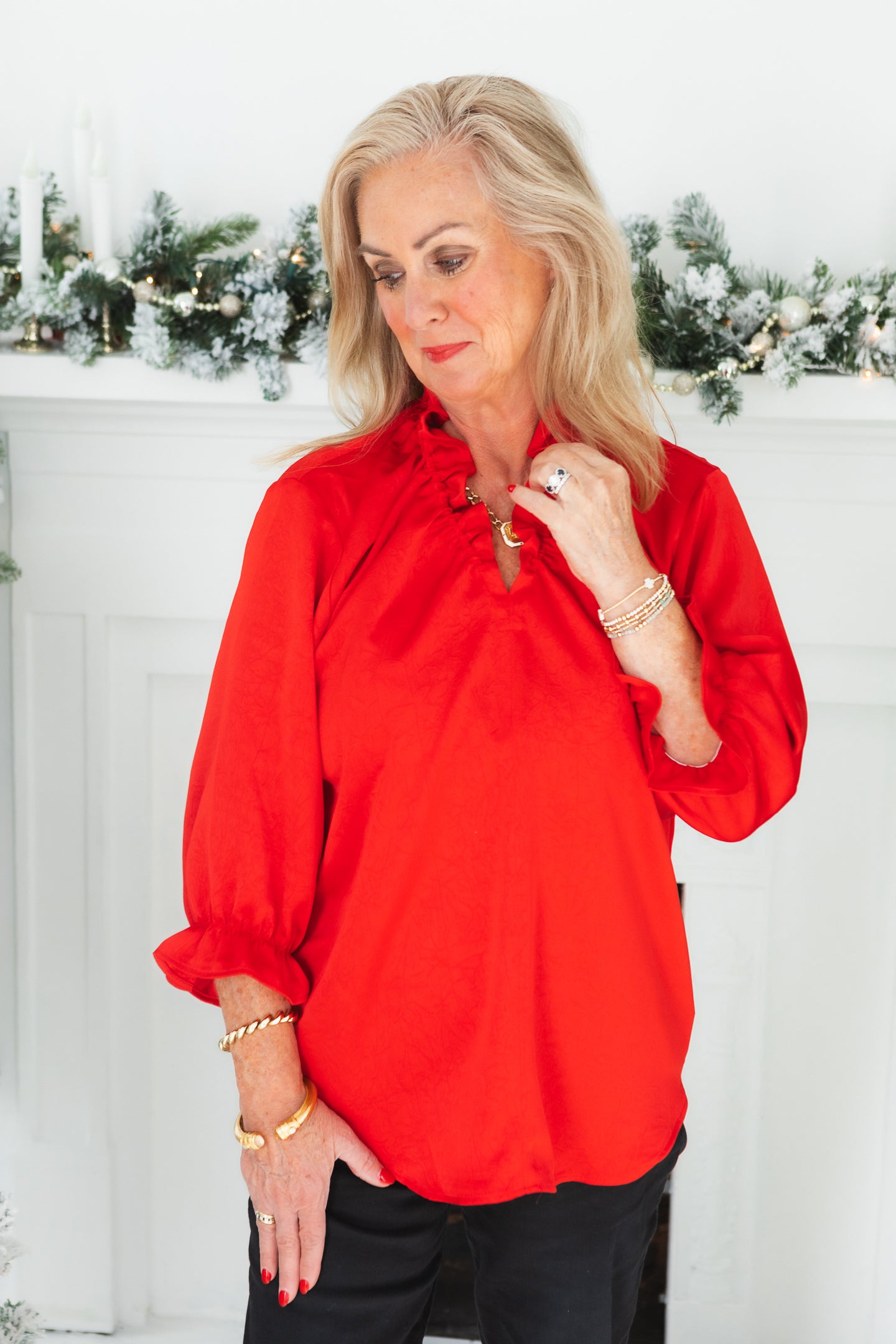 Lior | Hailey Ruffle V-Neck Top