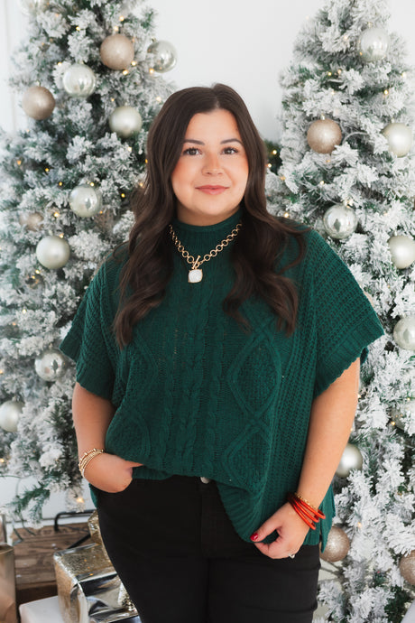 Mudpie | Green Claude Cable Knit Sweater