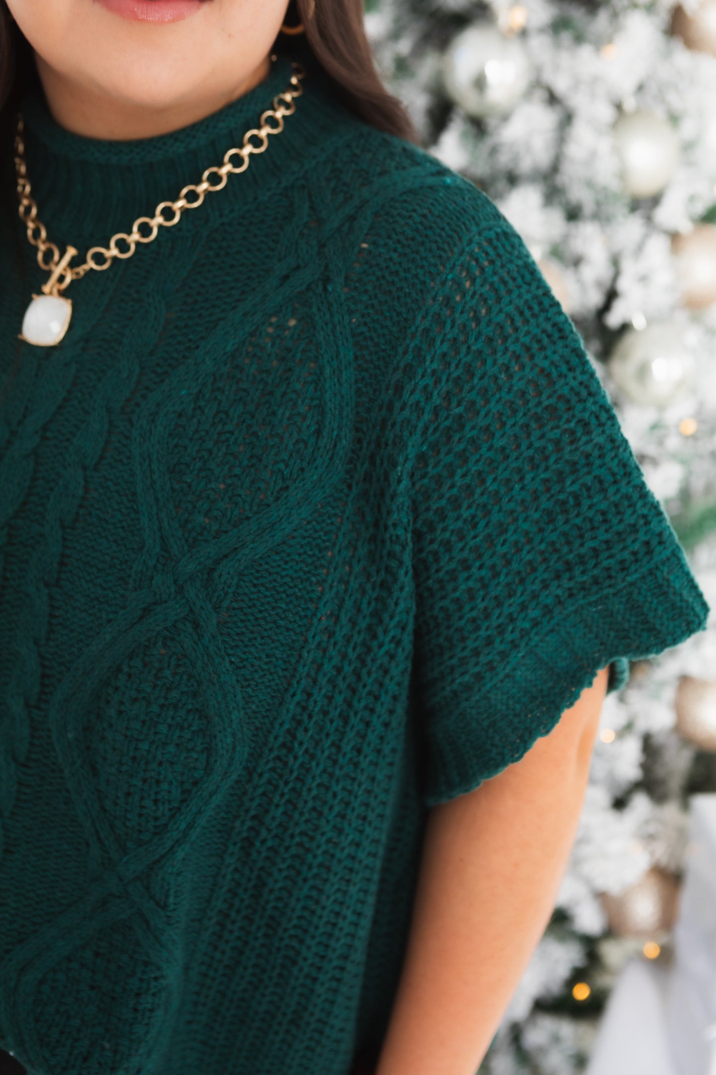 Mudpie | Green Claude Cable Knit Sweater