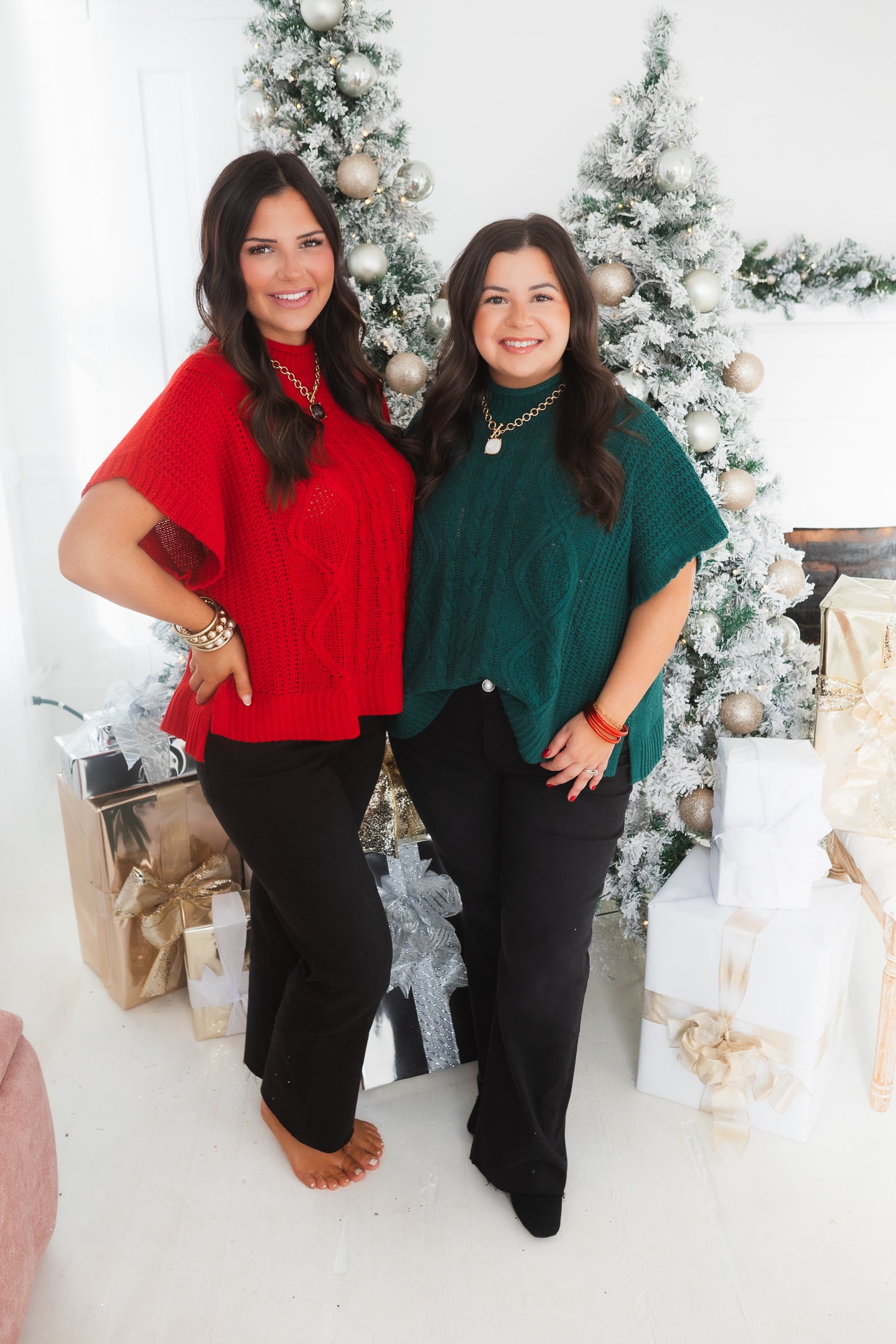 Mudpie | Red Claude Cable Knit Sweater