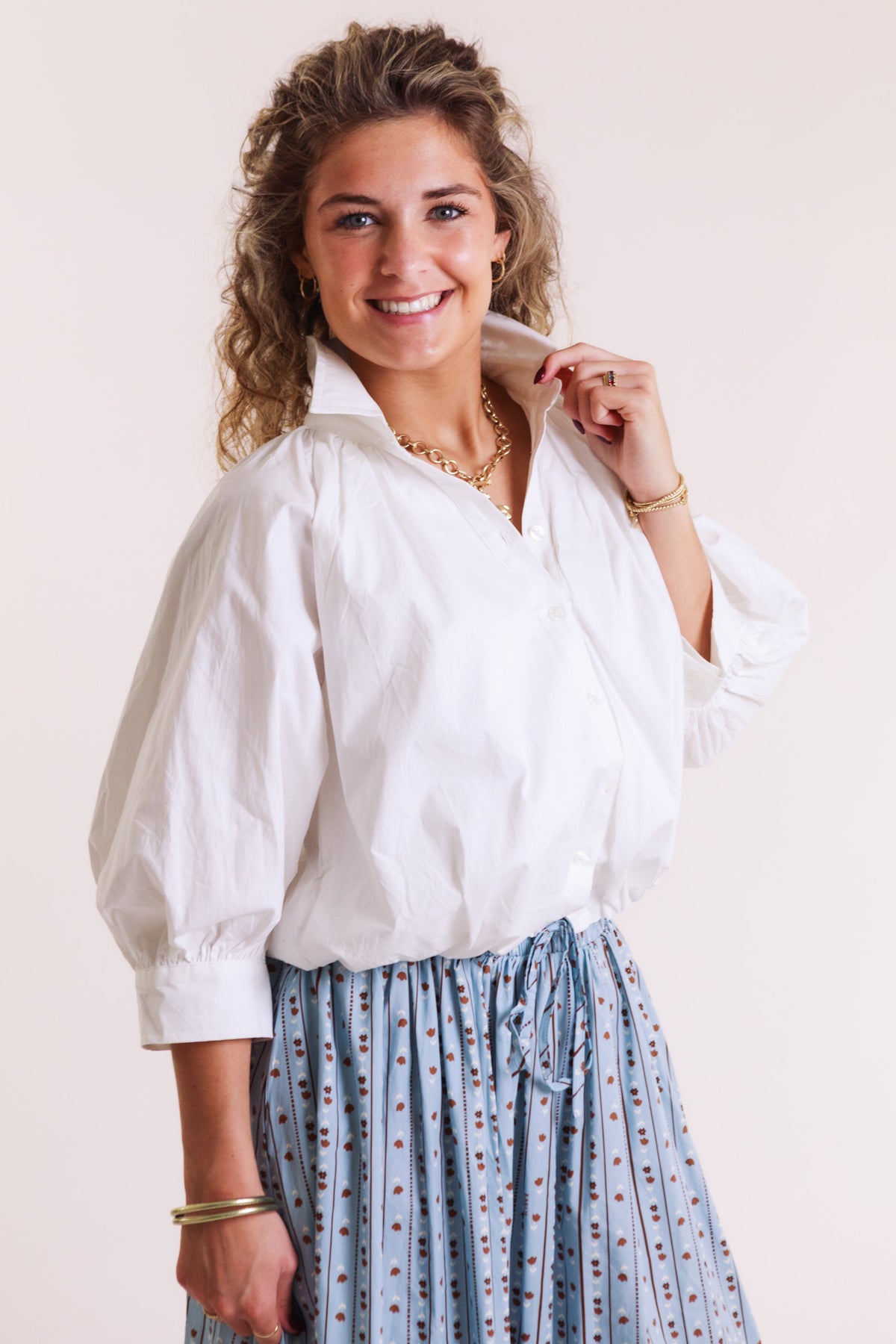 The Georgia Bubble Sleeve Blouse