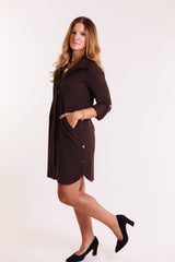 Lior | Milo Hidden Placket Zip Dress in Chocolate