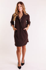 Lior | Milo Hidden Placket Zip Dress in Chocolate