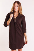 Lior | Milo Hidden Placket Zip Dress in Chocolate