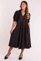 Lior | Amber Pointed Collar Mocha Animal Dress