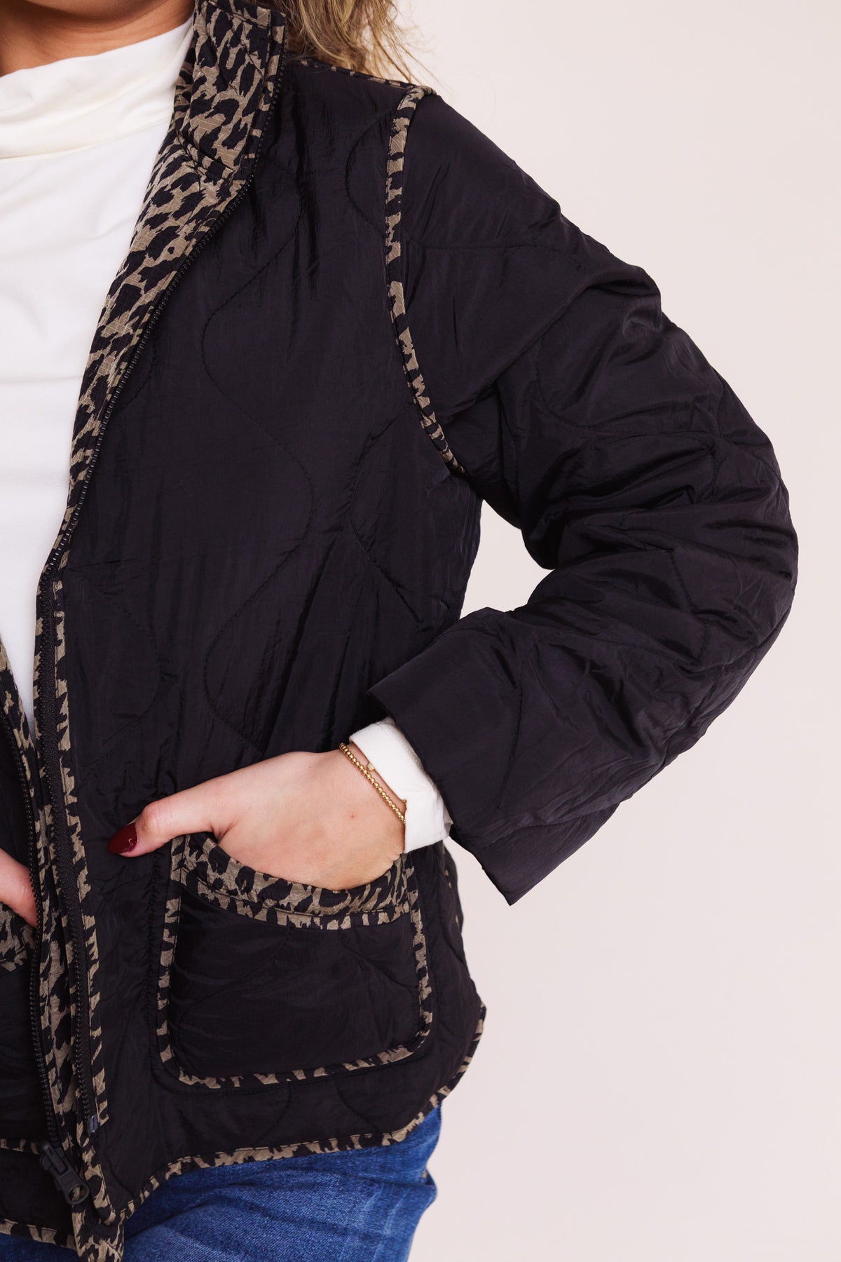 Reversible Print Quilt Puffer Coat