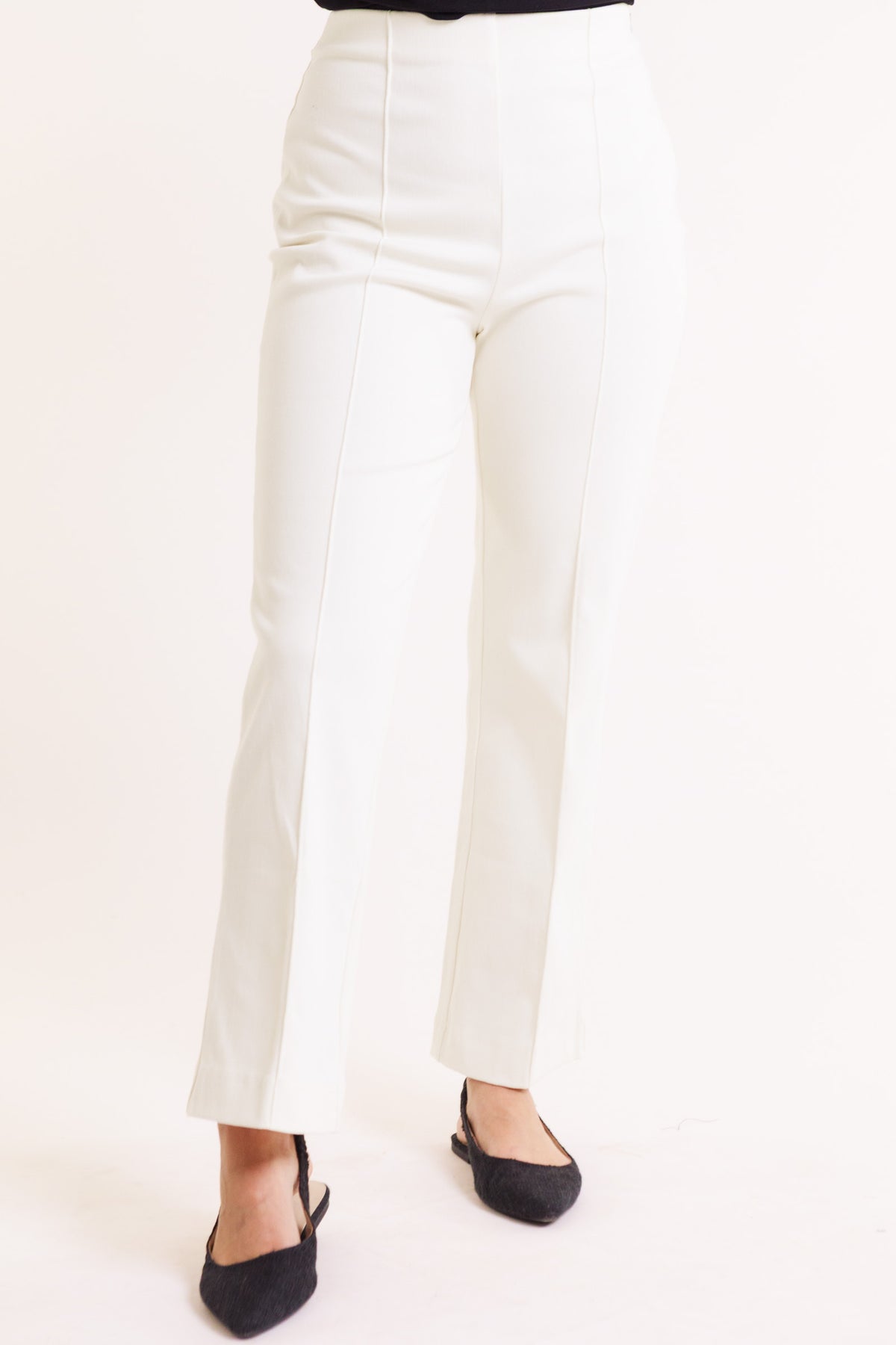 Denim Ankle Jean with Fringe Hem - Winter White