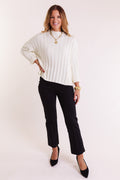 Statement Ribbed Pocket Pullover - Ivory