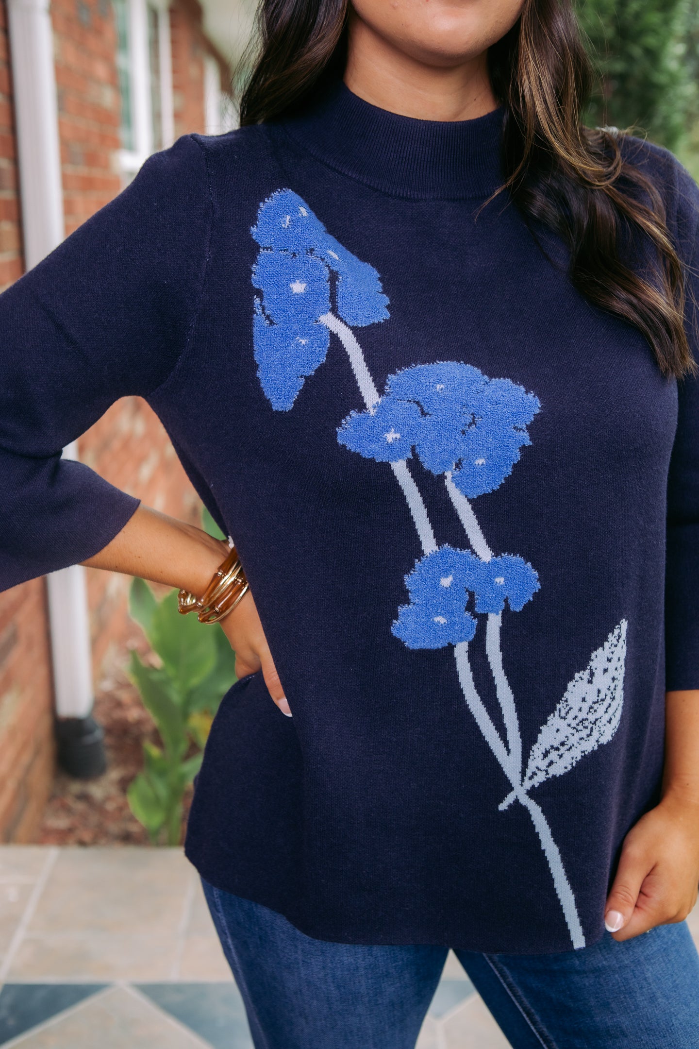 Bloom & Cozy Mock Neck Sweater Top