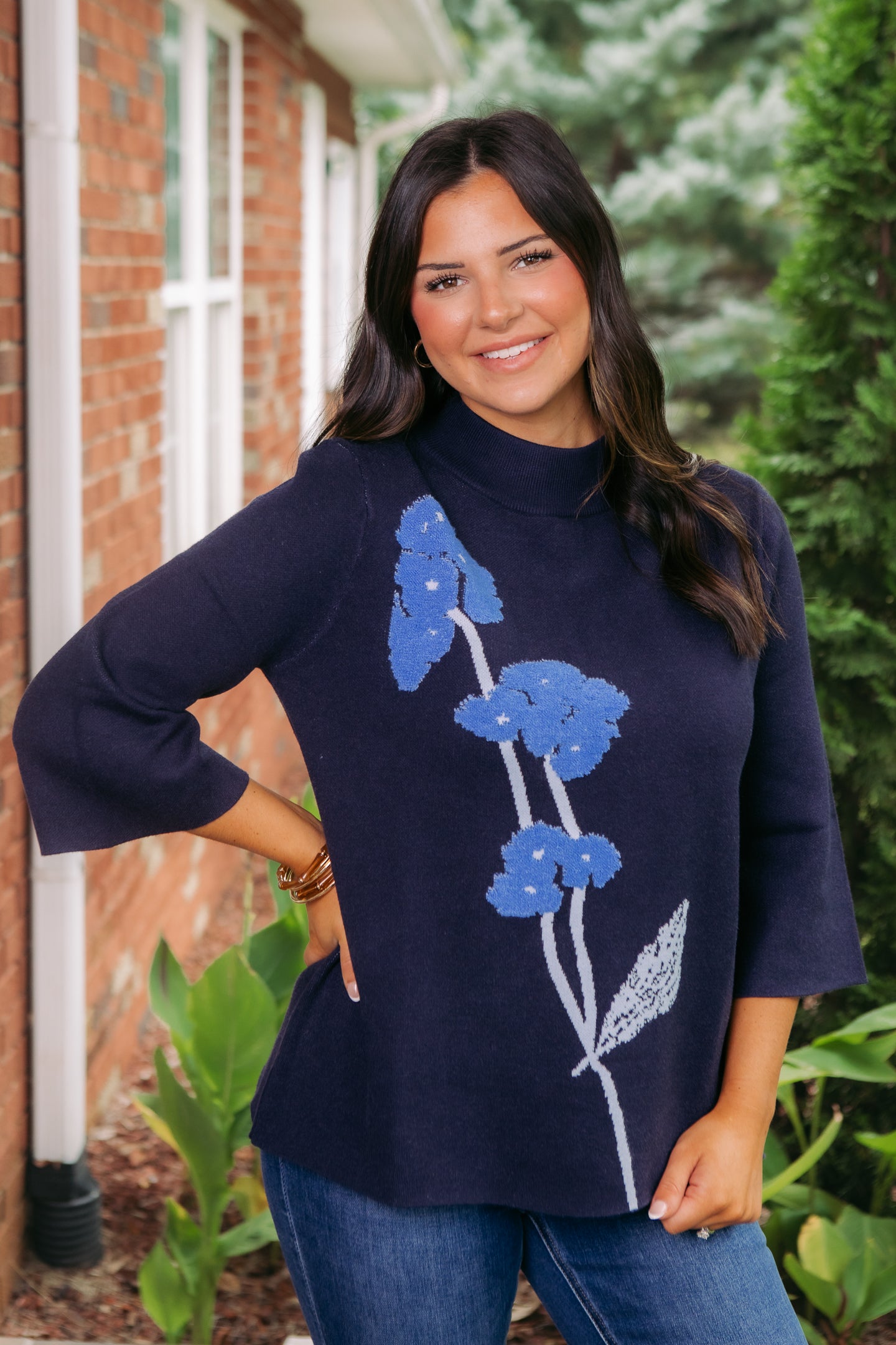 Bloom & Cozy Mock Neck Sweater Top