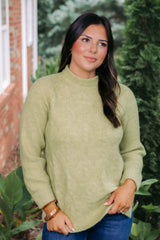 Tribal | Long Puff Sleeve Mock Neck Sweater