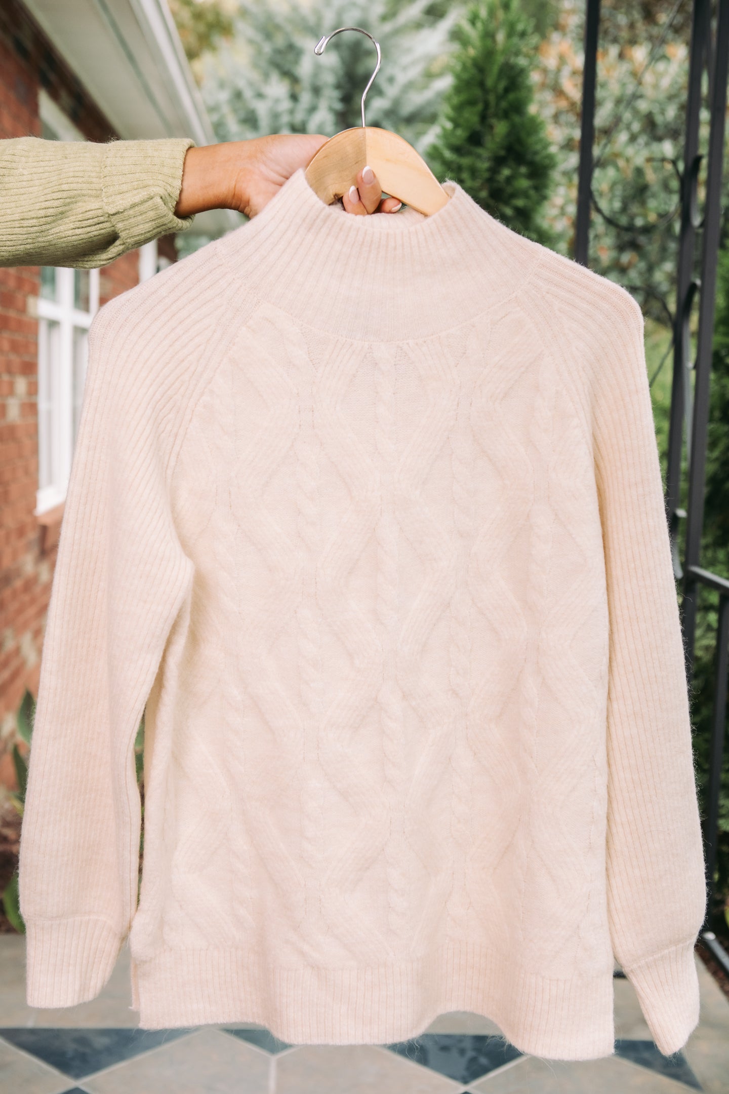 Tribal | Long Puff Sleeve Mock Neck Sweater