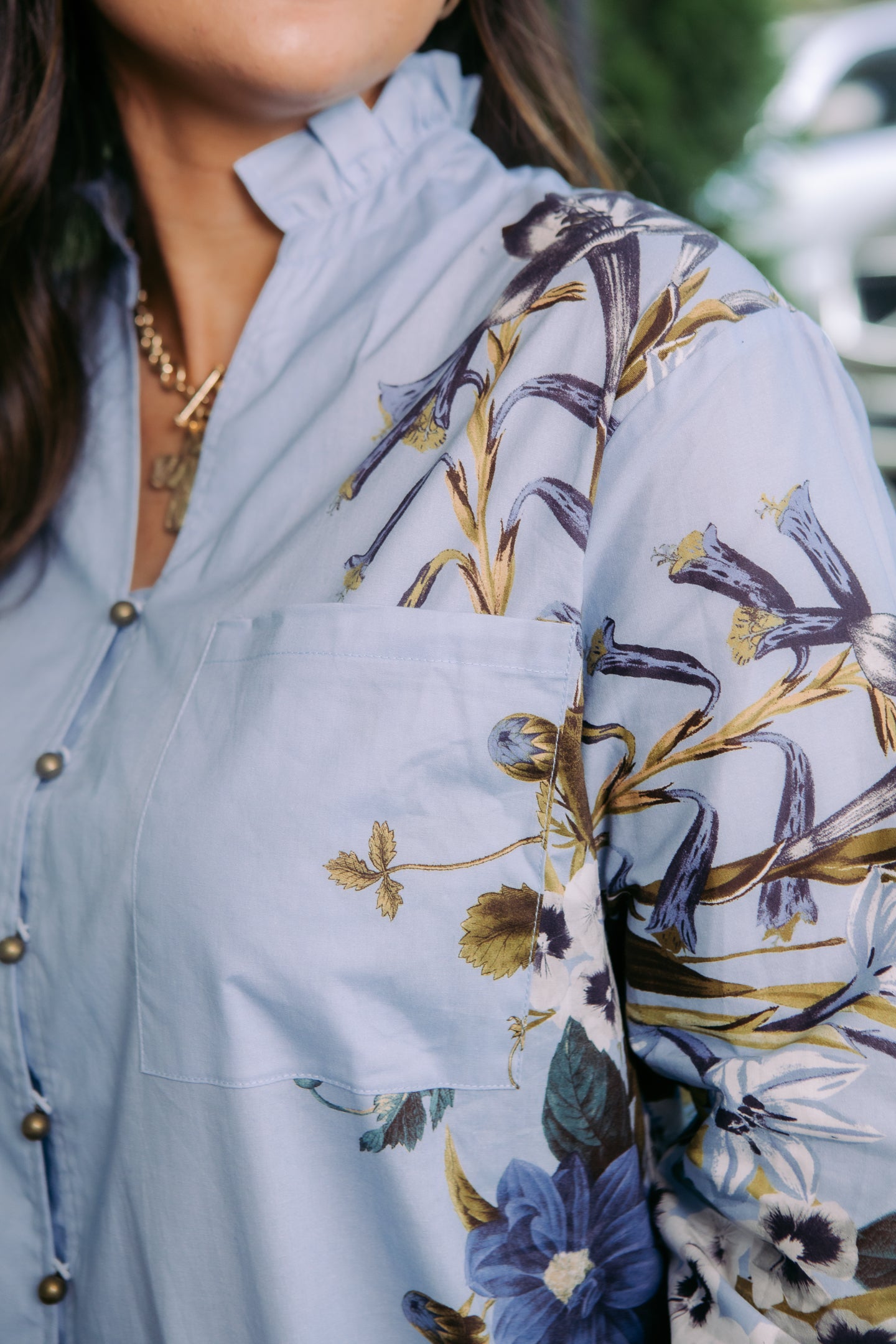 Blooming Elegance Ruffle Neck Blouse