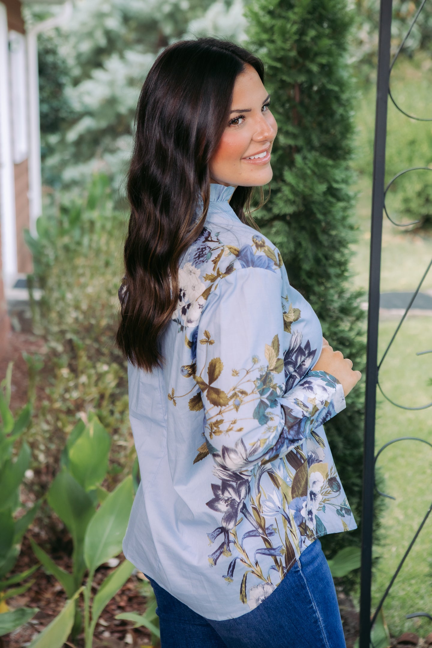 Blooming Elegance Ruffle Neck Blouse